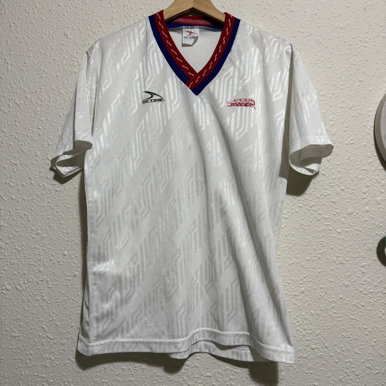 Vintage Score By American Soccer Co Mens Med White 85 Soccer Jersey Made In Usa
